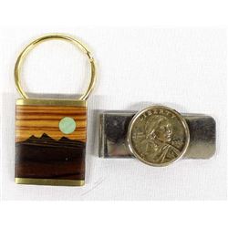 Inlay Wood Keyring & Sacagawea Dollar Money Clip