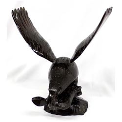 Large Carved Ironwood Eagle with Snake in Mouth