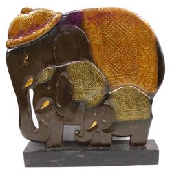 Large Indonesian Carved Wood Elephant Sculpture