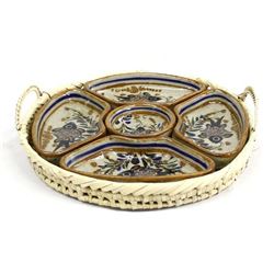 Mexican Tonala Pottery Chip and Dip Set