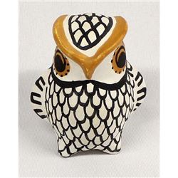 Native American Acoma Pottery Owl by L. Vallo