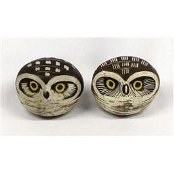 2 Ceramic Pottery Owls