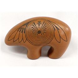 Navajo Carved Ceramic Pottery Bear by J. Benally