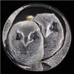 Swedish Mats Jonasson Lead Crystal Owl Figurine