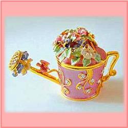GOLD WATERING CAN SWAROVSKI CRYSTAL BOX