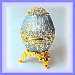 CHANDELIER 24K GOLD CRYSTAL JEWELRY EGG BOX BLUE