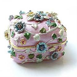 PINK FLOWER  GOLD SWAROVSKI CRYSTAL BOX