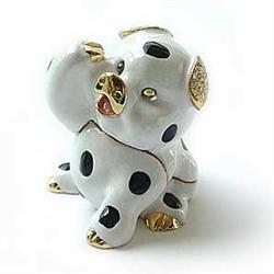 BLACK WHITE PIG 24K GOLD REAL CRYSTAL JEWELRY BOX