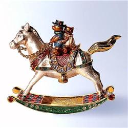 24K GOLD CRYSTAL BABY ROCKING HORSE TEDDY BEAR BO