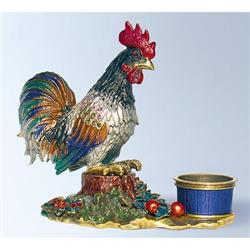 CHICKEN ROOSTER SWAROVSKI CRYSTAL CANDLE HOLDER