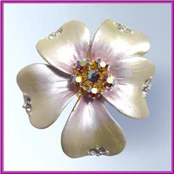 PLUMERIA PIN BROOCH 24K GOLD CRYSTAL SWAROVSKI