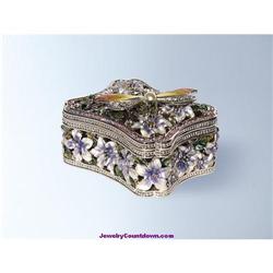 24K GOLD DRAGONFLY SWAROVSKI CRYSTAL JEWELRY BOX 