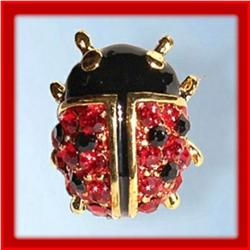 LADYBUG PIN 24K GOLD & SWAROVSKI CRYSTALS BROOCH