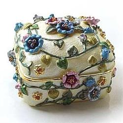 YELLOW FLOWER GOLD SWAROVSKI CRYSTALS JEWELRY BOX