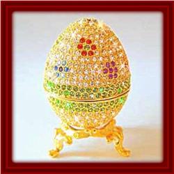 FABERGE  FLOWER EGG 24K GOLD & SWAROVSKI CRYSTALS