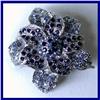Image 1 : BLUE FLOWER PIN BROOCH ALL SWAROVSKI CRYSTAL GOLD