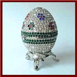 PLATINUM FLOWERED FABERGE EGG BOX GOLD & CRYSTALS