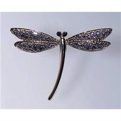 DRAGONFLY PIN BROOCH 24K GOLD SWAROVSKI CRYSTALS