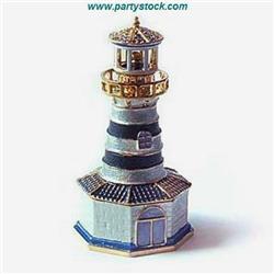 LIGHTHOUSE 24K GOLD SWAROVSKI CRYSTAL TRINKET BOX