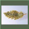 Image 1 : GREEN LEAF PIN BROOCH 24K GOLD SWAROVSKI CRYSTALS