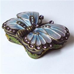 24K GOLD SWAROVSKI CRYSTAL BLUE 3D BUTTERFLY BOX