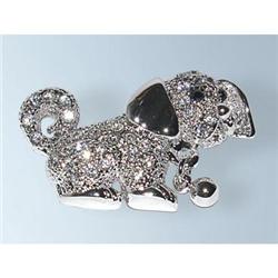 24K GOLD SWAROVSKI CRYSTAL DOG PIN BROOCH   D9331