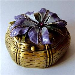 24K GOLD SWAROVSKI CRYSTAL BOX HIBISCUS PURPLE