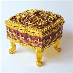 FRENCH FOOTED BOX GOLD SWAROVSKI CRYSTAL JEWELRY