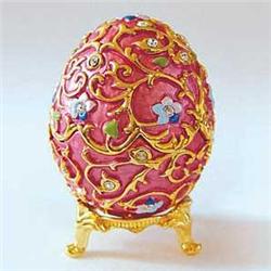 FABERGE PINK 24K GOLD  SWAROVSKI CRYSTALS EGG BOX