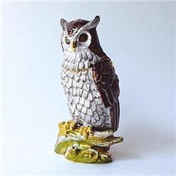 OWL GOLD & SWAROVSKI CRYSTALS JEWELRY BOX TRINKET