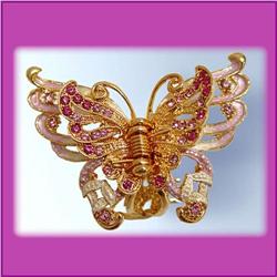 BUTTERFLY HAIR CLIP 24K GOLD CRYSTAL SWAROVSKI