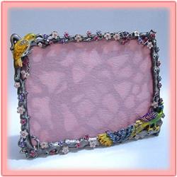 24K GOLD SWAROVSKI CRYSTAL PHOTO FRAME PURPLE 5 X
