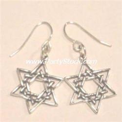 Solid Sterling Silver Star David Earrings Dangle!