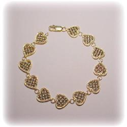 SOLID 14K BEVERLY HILLS GOLD BRACELET HEARTS LINK