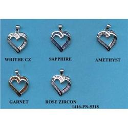 LOT of 5 SILVER HEARTS NECKLACES GEM STONES