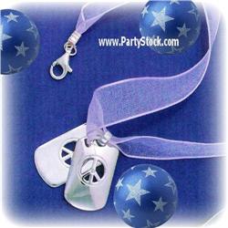 SOLID STERLING SILVER PEACE PENDANT ON RIBBON NEC
