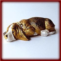 BEAGLE PUPPY HOUND DOG! GOLD CRYSTALS JEWELRY BOX