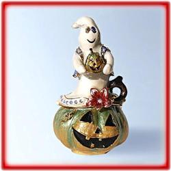 GOLD GHOST HALLOWEEN SWAROVSKI CRYSTAL JEWELRY BO