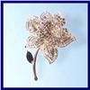 Image 1 : LARGE ROSE PIN BROOCH 24K GOLD SWAROVSKI CRYSTALS