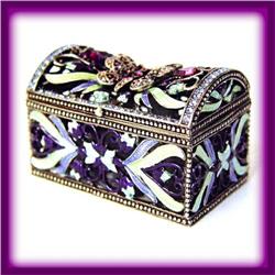 24K GOLD BUTTERFLY CHEST SWAROVSKI CRYSTAL BOX   