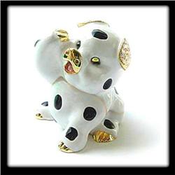 BLACK WHITE PIG 24K GOLD REAL CRYSTAL JEWELRY BOX