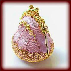 ANTIQUE PINK PURSE 24K GOLD SWAROVSKI CRYSTAL BOX