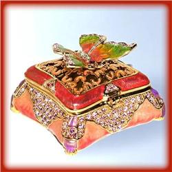 24K GOLD 3D BUTTERFLY BOX SWAROVSKI CRYSTAL JEWEL