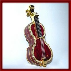 VIOLIN CELLO 24KGOLD AUSTRIAN CRYSTAL JEWELRY BOX