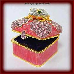 PINK FROG 24K GOLD SWAROVSKI CRYSTALS JEWELRY BOX