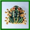 Image 1 : GREEN FROG PIN BROOCH 24K GOLD SWAROVSKI CRYSTALS