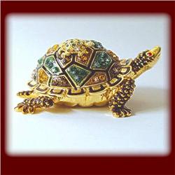 MOMMY BABY TURTLE GOLD CRYSTAL JEWELRY BOX MOTHER