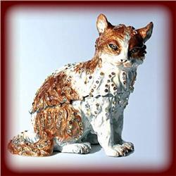 CALICO CAT 24K GOLD SWAROVSKI CRYSTAL JEWELRY BOX