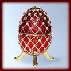 24K GOLD FABERGE EGG BOX RED SWAROVSKI CRYSTAL JE