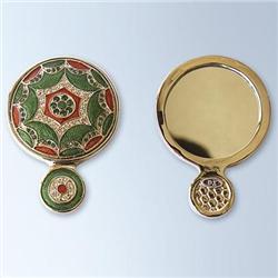 RED GREEN PURSE MIRROR 24K GOLD SWAROVSKI CRYSTAL